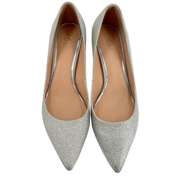 Badgley Mischka Shoes - JEWEL BADGLEY MISCHKA Women's Sparkly Silver Kitten Heel Pointed Toe Shoes US 11